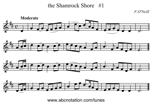 the Shamrock Shore   #1 - staff notation