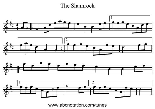 The Shamrock - staff notation