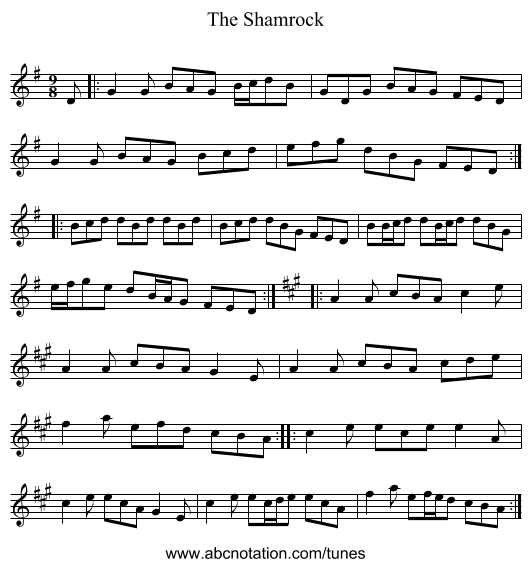 The Shamrock - staff notation