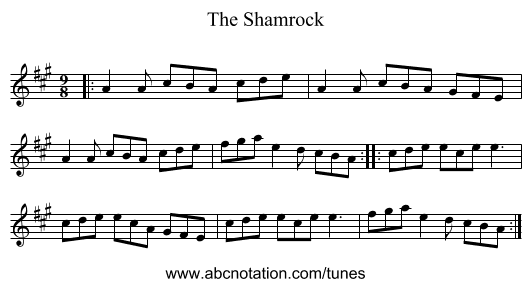 The Shamrock - staff notation
