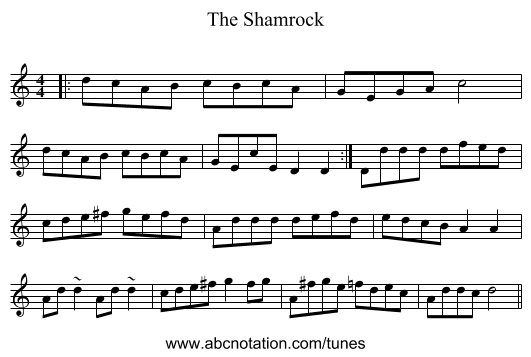 The Shamrock - staff notation