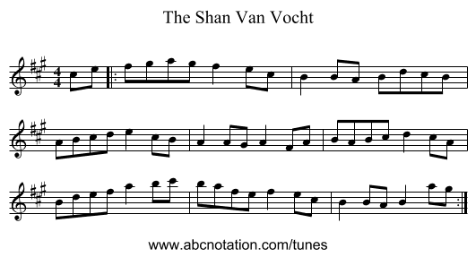 The Shan Van Vocht - staff notation