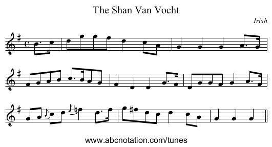 The Shan Van Vocht - staff notation