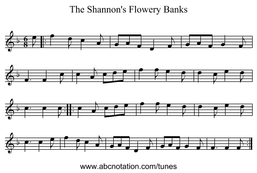 The Shannon's Flowery Banks - staff notation