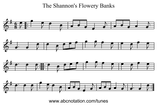 The Shannon's Flowery Banks - staff notation