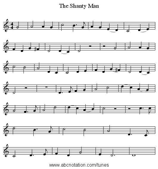 The Shanty Man - staff notation