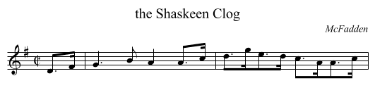 the Shaskeen Clog - staff notation