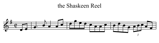 the Shaskeen Reel - staff notation