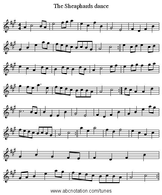 The Sheaphards dance - staff notation