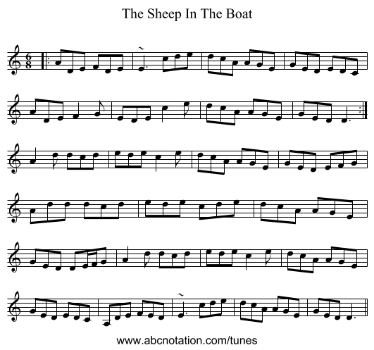 The Sheep In The Boat - staff notation