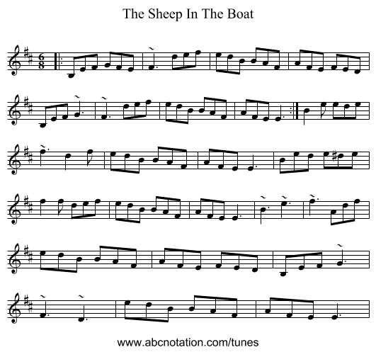 The Sheep In The Boat - staff notation
