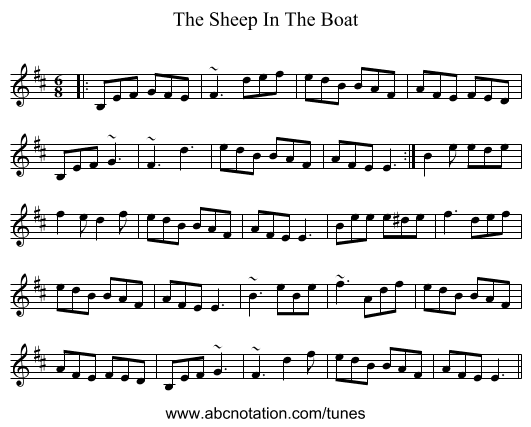 The Sheep In The Boat - staff notation