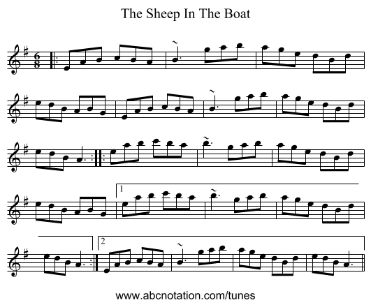 The Sheep In The Boat - staff notation
