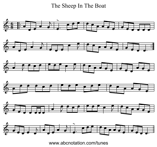 The Sheep In The Boat - staff notation