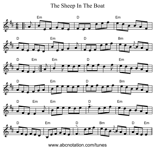 The Sheep In The Boat - staff notation