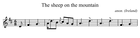 The sheep on the mountain - staff notation