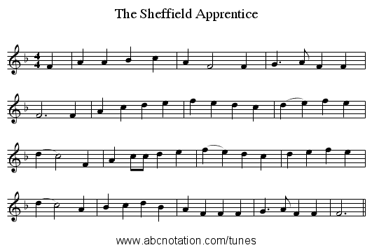 The Sheffield Apprentice - staff notation