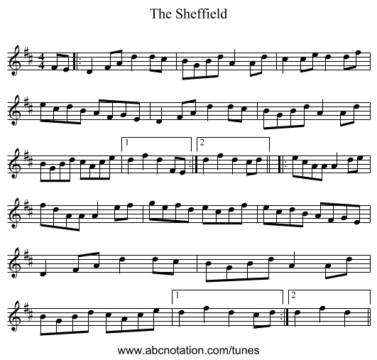 The Sheffield - staff notation