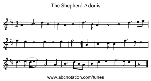 The Shepherd Adonis - staff notation