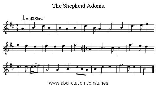 The Shepherd Adonis. - staff notation