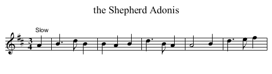 the Shepherd Adonis - staff notation