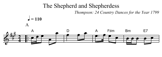 The Shepherd and Shepherdess - staff notation