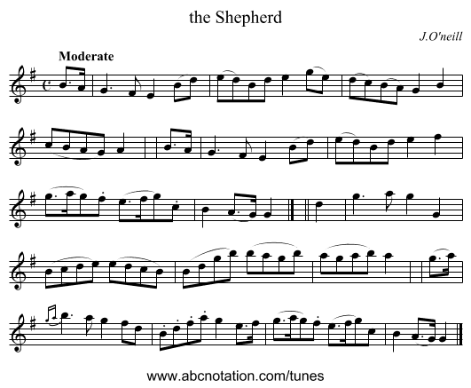 the Shepherd - staff notation