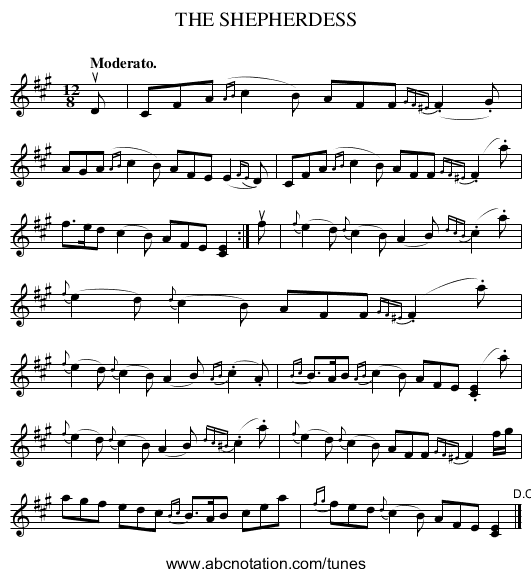 THE SHEPHERDESS - staff notation