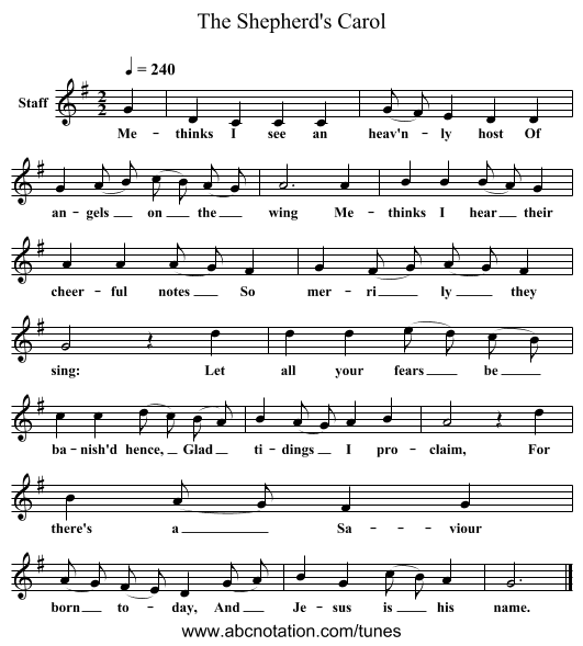The Shepherd's Carol - staff notation