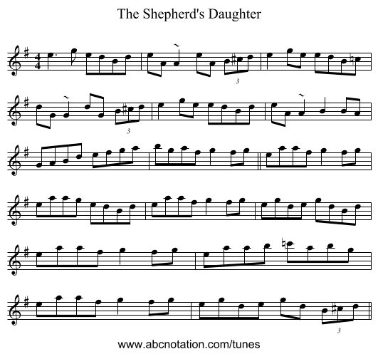 The Shepherd's Daughter - staff notation