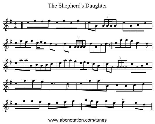 The Shepherd's Daughter - staff notation