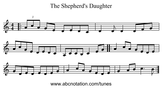 The Shepherd's Daughter - staff notation