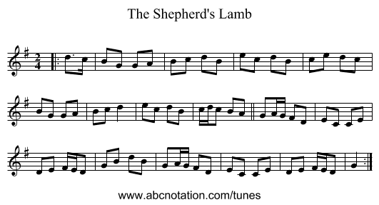 The Shepherd's Lamb - staff notation