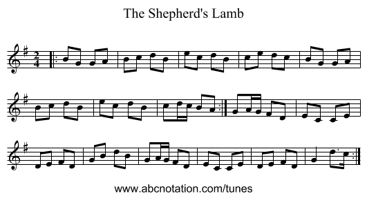 The Shepherd's Lamb - staff notation