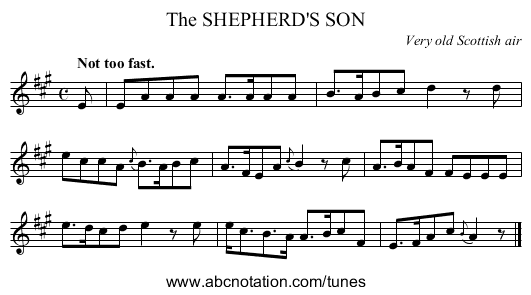 The SHEPHERD'S SON - staff notation