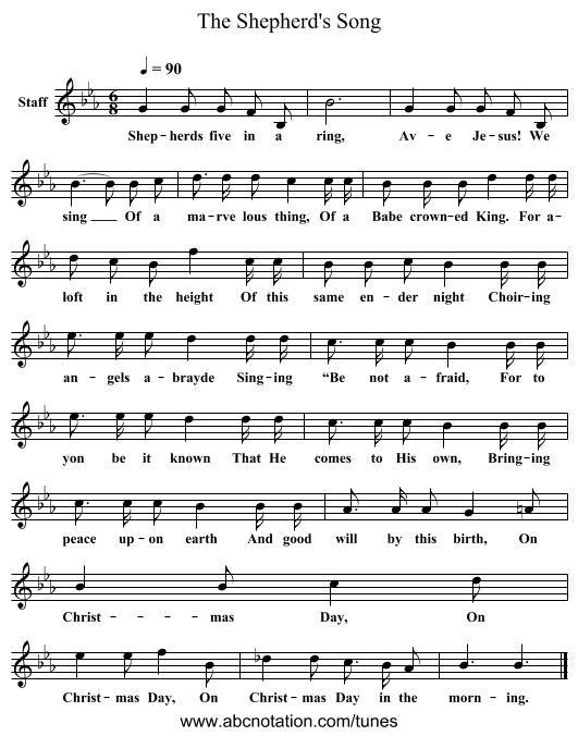 The Shepherd's Song - staff notation