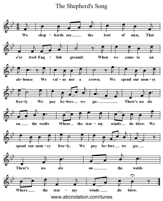 The Shepherd's Song - staff notation