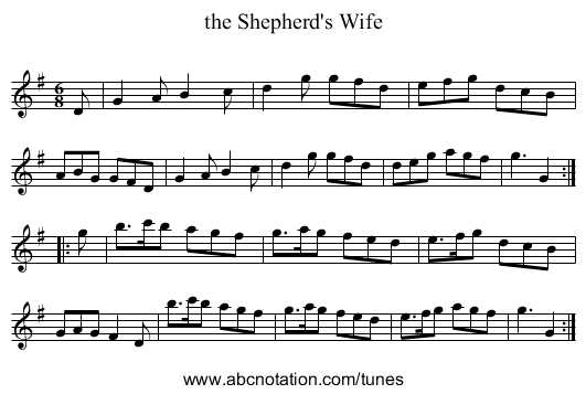 the Shepherd's Wife - staff notation