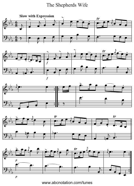 The Shepherds Wife - staff notation