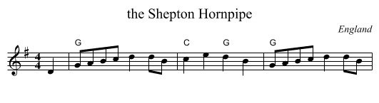the Shepton Hornpipe - staff notation