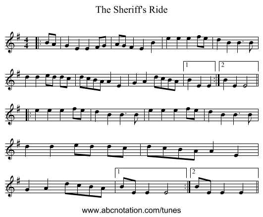The Sheriff's Ride - staff notation