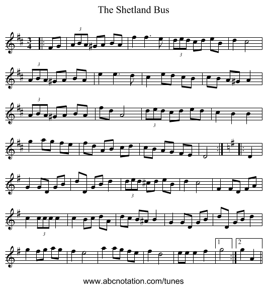 The Shetland Bus - staff notation