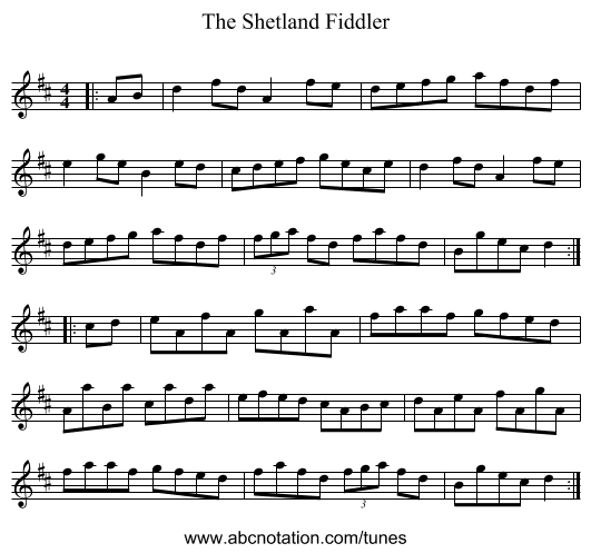 The Shetland Fiddler - staff notation