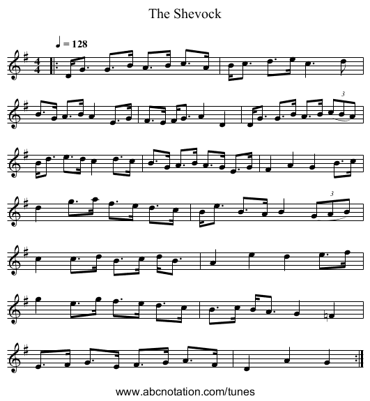The Shevock - staff notation
