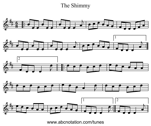 The Shimmy - staff notation