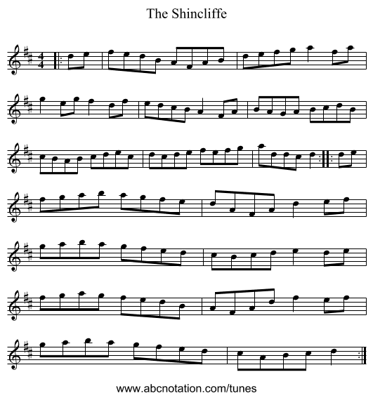 The Shincliffe - staff notation