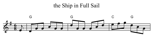 the Ship in Full Sail - staff notation