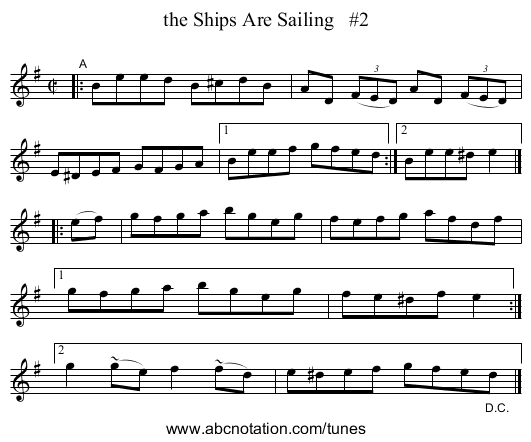 the Ships Are Sailing   #2 - staff notation