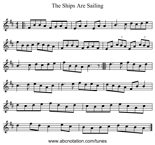 The Ships Are Sailing - staff notation