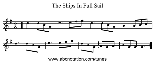 The Ships In Full Sail - staff notation